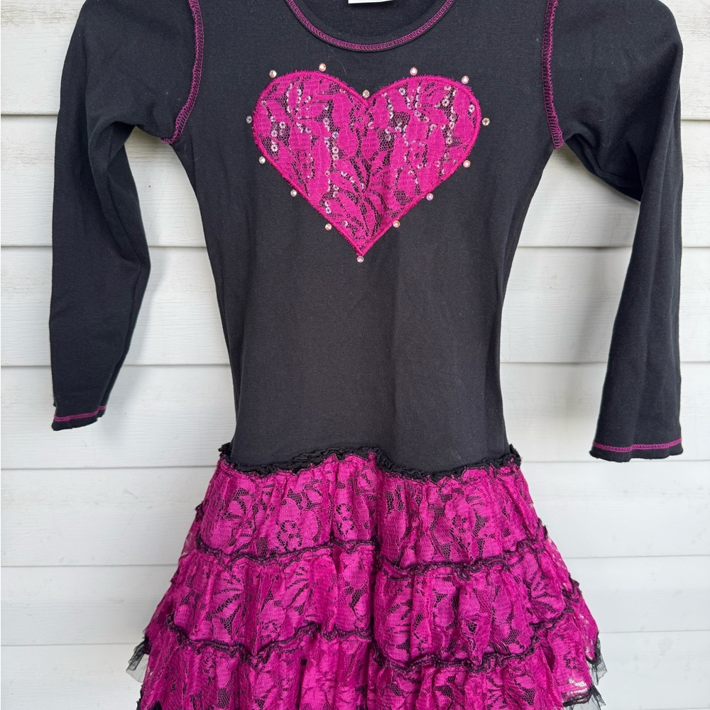 Ooh! La, La! Couture Black and Pink Sequin Heart Dress
